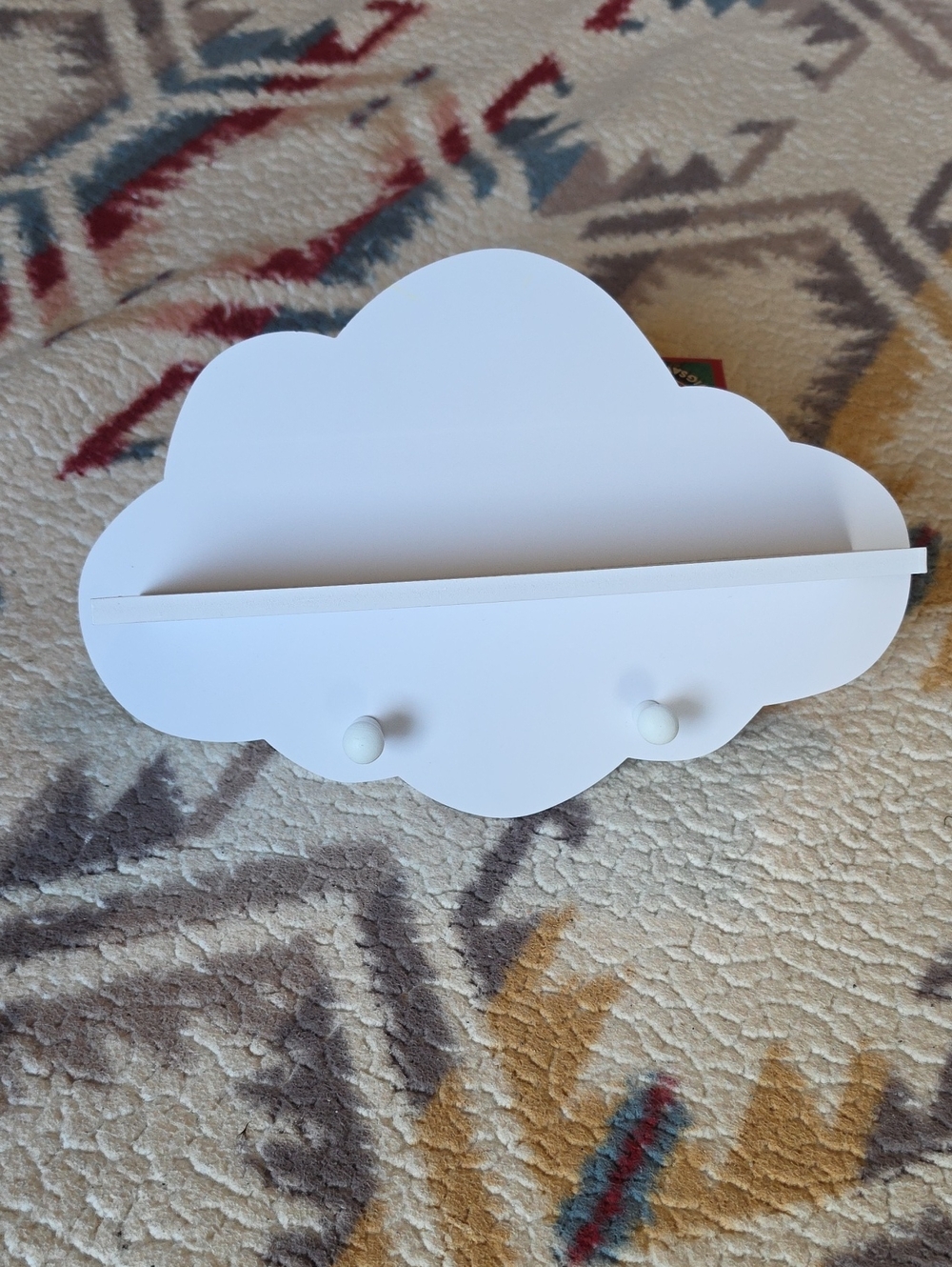 White Cloud Wall Shelf with Double Pegs